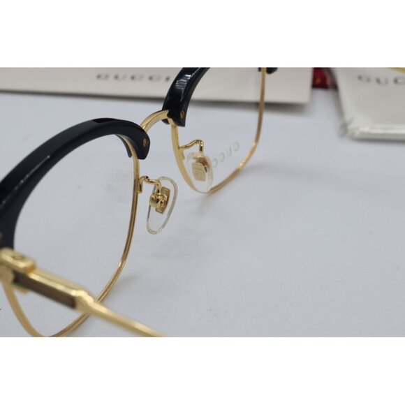 Gucci GG 1606OK 002 Rectangle Black/Gold Eyeglasses Clear Lenses 52mm - Picture 5 of 8